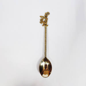 Cuillère à Dessert en laiton de conception de citron avec poignée côtelée vernis de haute qualité pour Restaurant hôtel maison mariage - Product Image 3