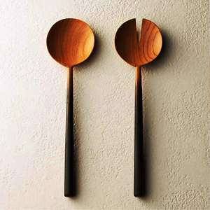 Servidores o pinzas para ensalada Utensilios de madera Juego de servidores de ensalada hechos a mano Producto de madera para uso doméstico en la cocina - Product Image 2