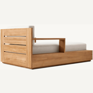 Chaise longue individuelle en teck au style moderne pour l'extérieur avec coussins moelleux - Product Image 1