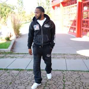 Custom Sun Faded Distress Acid Wash All Over Print Rhinestone Recortada Sudadera con capucha y pantalones de chándal acampanados Conjunto Chándal Trajes de sudor Hombres - Product Image 6