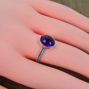 Améthyste Bague en argent sterling 925 avec pierres précieuses Bague en pierre violette élégante faite à la main Cadeau pour elle - Product Image 4
