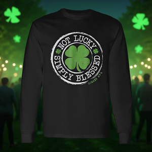 T-shirt à manches longues Not Lucky Simply Blessed, design trèfle vert, chemise pour la Saint-Patrick - Product Image 3