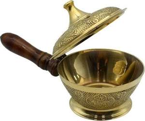 Brûleur d'encens en laiton avec poignée en bois - Product Image 4