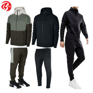 Ensemble de survêtements d'hiver respirants 100% coton avec impression par transfert de chaleur pour hommes, vêtements de rue avec logo personnalisé - Product Image 2