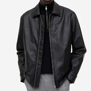 Veste en similicuir souple personnalisée en usine vente en gros pour l'extérieur veste en cuir à fermeture éclair doublée à la mode populaire pour homme de qualité mentop - Product Image 5