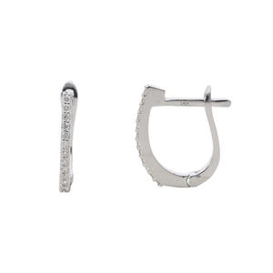 ต่างหูแบบห่วงสีขาวทอง14K อันหรูหราประดับด้วยเพชรทรงกลมธรรมชาติแบบคลาสสิกดีไซน์ด้านหลังให้มั่นคง - Product Image 5