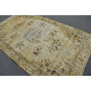 Alfombra turca Vintage Beige clásica de 5,3x9,1 pies, alfombra de felpa hecha a mano, Material de lana, diseño de retazos, pasillo Rectangular de látex, nuevo - Product Image 4