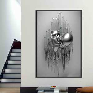 Décoration de chambre moderne : Toile murale imprimée avec couple, TOILE ENCARTÉCHÉE NOIRE - Product Image 1