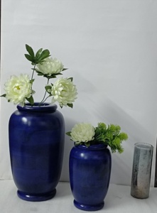 Style moderne sculpté à la main bleu foncé Vintage offre spéciale indien artisanal décor de mariage bois de manguier en vrac pots de vase à fleurs et jardinières - Product Image 2