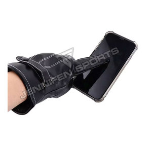 ถุงมือรถจักรยานยนต์แบบเต็มนิ้วสัมผัสหน้าจอสายรัดข้อมือปิดทำจากหนังแกะแท้ภายในบุขนแกะ - Product Image 4