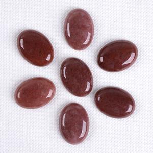 Cabochon plat ovale en quartz fraise naturel de 30 mm pour la fabrication de bijoux - Product Image 2