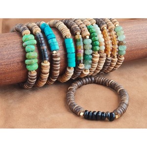 Stylish Fashion Beaded <b>Bracelets</b> with Gold Plated Accents for Resale Appeal Wooden <b>Beads</b> and Elegant Design - Product Image 1
