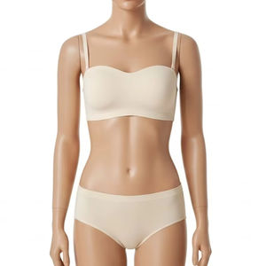 Conjunto de Brasier y Bragas sin Tirantes, Tela Suave de Nailon y Elastano, Transpirable, Inalámbrico, Cómodo para Uso Diario, Venta al por Mayor - Product Image 1