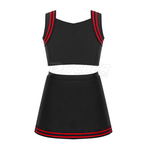 Conjuntos de uniformes de porristas para mujer de secado rápido respetuosos con el medio ambiente de alta calidad, Color sólido ligero, 100% poliéster, colores personalizables - Product Image 4