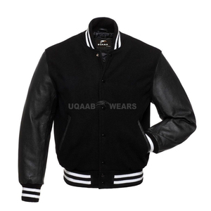 เสื้อแจ็คเก็ตเบสบอลวิทยาลัยสำหรับผู้ชาย คอตั้งเคลือบผิว ผ้าฝ้าย 100% มีฮู้ด - Product Image 4