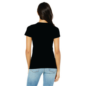 Airlume-Camiseta de manga corta para mujer, 50% poliéster, 25% algodón, 25% rayón, 3,8 onzas, color negro sólido, Triblend - Product Image 3