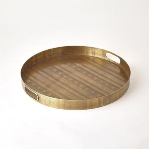 Bandeja de servicio de latón de alta venta en línea, forma redonda, buena calidad, respetuosa con el medio ambiente, latón, mesita de noche, almuerzo, desayuno, sujetadores, bandeja - Product Image 5