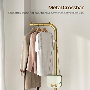 Gold Coat <b>Rack</b> Floor Standing Clothes <b>Rack</b> With <b>Hooks</b> and Thickened Base Metal Coat Stand for Hanging With L Shaped Coat Hanger - Product Image 5