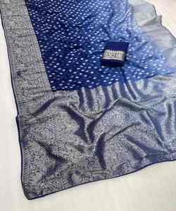 Lo último en ropa formal Sari de lino con bordado Zari, perfecto para reuniones de oficina y eventos. - Product Image 5