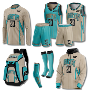 ชุดบาสเก็ตบอลแบบซับลิเมชั่น ชุดกีฬา 6 ชิ้น ชุดบาสเก็ตบอลพร้อมดีไซน์ตามสั่งของคุณ - Product Image 1