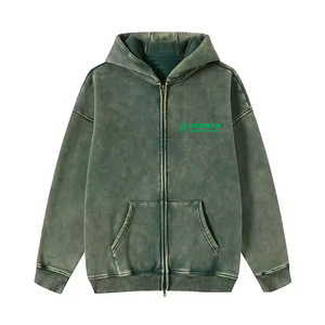Wholesale Unisex Casual Zip Hoodies Customized Printed Embroidery Acid Wash Premium Quality Low Price 100% Cotton Fleece/French - Product Image 5