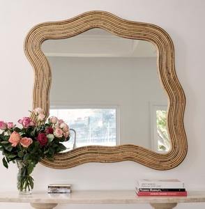 Weathered barnwood wall <b>mirror</b> <b>frame</b> with faded finish perfect for farmhouse dining area or countryside inspired bedroom walls - Product Image 2