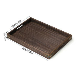 Accueil Vaisselle Plateau de service alimentaire rectangulaire Plateau de table en bois pour café et snacks par Royal Home Collection Supplies - Product Image 5