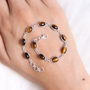 Plata de Ley 925 hecha a mano piedra preciosa Tiger Eye's Spinner pulsera joyería 925 estampado diseñador alta calidad pulsera joyería - Product Image 4