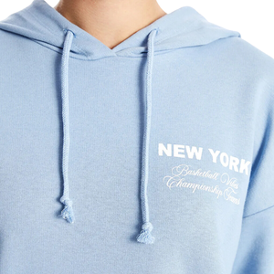 Sweat à capuche oversize bleu ciel 100% coton pour femme manches longues Logo personnalisable imprimé Position avant-Nouvelle qualité pour la saison hivernale - Product Image 3