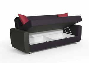 Canapé-lit convertible de style européen avec rangement extensible, cadre en bois massif, mécanisme clic-clac, revêtement en tissu écologique - Product Image 2