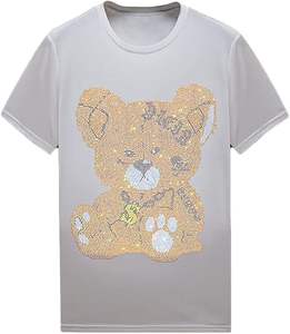 Custom Cotton Rhinestone Neck <b>Short</b> <b>Sleeve</b> Plus Size Men's T-<b>shirts</b> Drop Shoulder <b>White</b> Rhinestone T <b>Shirt</b> for Men - Product Image 1