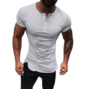 เสื้อยืดมีกระดุมคอกลมสำหรับผู้ชายเสื้อยืดสีแบบกำหนดเองขนาดเองได้ - Product Image 3