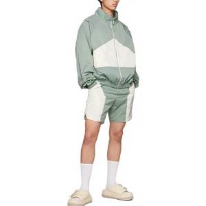 Ensemble deux pièces personnalisé pour hommes coupe-vent et short en nylon à fermeture éclair réfléchissante motif solide écologique pour survêtement d'hiver - Product Image 1