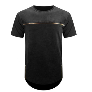 Camiseta con dobladillo curvo de línea larga de nuevo diseño 2025 fabricada de alta calidad con camiseta con cremallera para hombre - Product Image 1