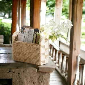 ตะกร้าจัดเก็บของปอกระเจาธรรมชาติสไตล์ศิลปะหรูหราใช้ในสำนักงานพร้อมช่องใส่ของราคาล่าสุด - Product Image 6