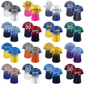 Camiseta de Béisbol Personalizada Azul Cielo y Negro con Nombre y Número en Degradado, Sublimación Completa con Botones, Transpirable, para Equipos - Product Image 3