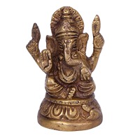 Fabriqué à la main en laiton seigneur Ganesha Statue dieu hindou idole spirituel Figurine décorative pour la maison Temple bureau bénédiction en gros