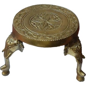 Belle plate-forme en laiton doré Chowki avec pieds d'éléphant socle carré pour objets décoratifs pour Statue idole Vase Temple Pooja - Product Image 2