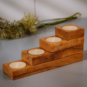 Customisable Two-Piece Set High-Demand Natural Wooden Colour Wooden Candle Holders for Home Hotel Restaurant Decor - Product Image 5
