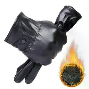 Garder au chaud mitaines en cuir véritable noir gants d'hiver hommes et femmes gants de protection en cuir d'hiver imperméables avec logo personnalisé - Product Image 2