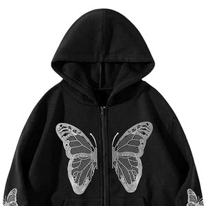 เสื้อฮู้ดผ้าคอตตอนผสมพลอยเทียมมีฮู้ดกำหนดโลโก้ได้เอง - Product Image 3