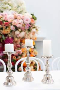 Portavelas de Metal con Acabado Dorado y Plateado, Pieza Central de Boda, Soporte de Vela - Product Image 3