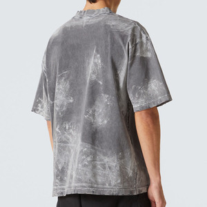 T-shirt surdimensionné délavé à l'acide vintage 250 GSM coton lourd 100% Jersey Logo personnalisé imprimé Streetwear délavé au soleil avec motif solide - Product Image 4