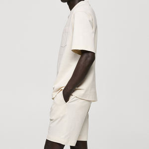 Conjuntos de pantalones cortos de algodón 100% para hombre, conjunto de dos piezas de Jersey orgánico, chándal de manga corta para hombre, traje personalizado de verano para hombre - Product Image 2