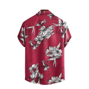 เสื้อโบวลิ่งชายหาดแขนสั้นพิมพ์ลายดอกไม้สำหรับผู้ชายเสื้อโบวลิ่งฮาวายผ้าฝ้ายตามสั่ง - Product Image 4