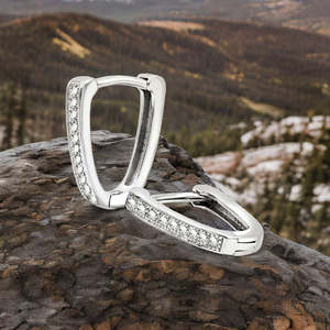 Boucles d'oreilles en argent Zarkan Diamond Horseshoe Hoop - Product Image 1