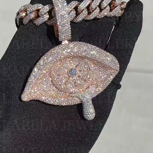 Pendentif diamant de luxe entièrement Icedown Moissanite 925 argent D couleur VVS clouté passe diamant testeur-parties pendentifs fins - Product Image 1