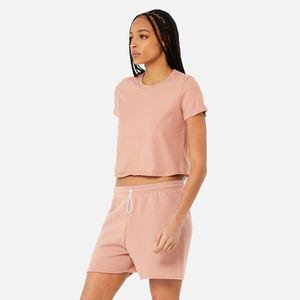 Terre cuite couleur Vintage lavage culture t-shirt 90% poids lourd Airlume coton 10% Polyester femmes dames à manches courtes t-shirts - Product Image 3