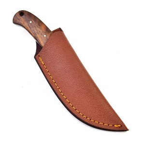 Cuchillo de Piel de Acero al Carbono Personalizado, Cuchillo de Hoja Fija EDC, Mango de Madera, Funda de Cuero, OEM, Full Tang, Cuchillo Utilitario para Campismo y Supervivencia - Product Image 6