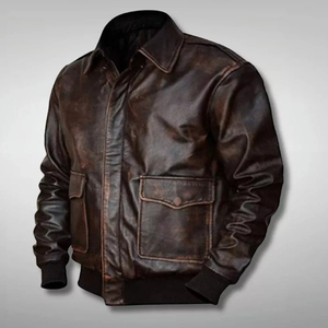Veste en cuir de pilote pour homme, vente chaude 2025, veste bomber en cuir d'agneau A-2, veste de vol, taille plus, logo personnalisé, vestes 2025 - Product Image 3